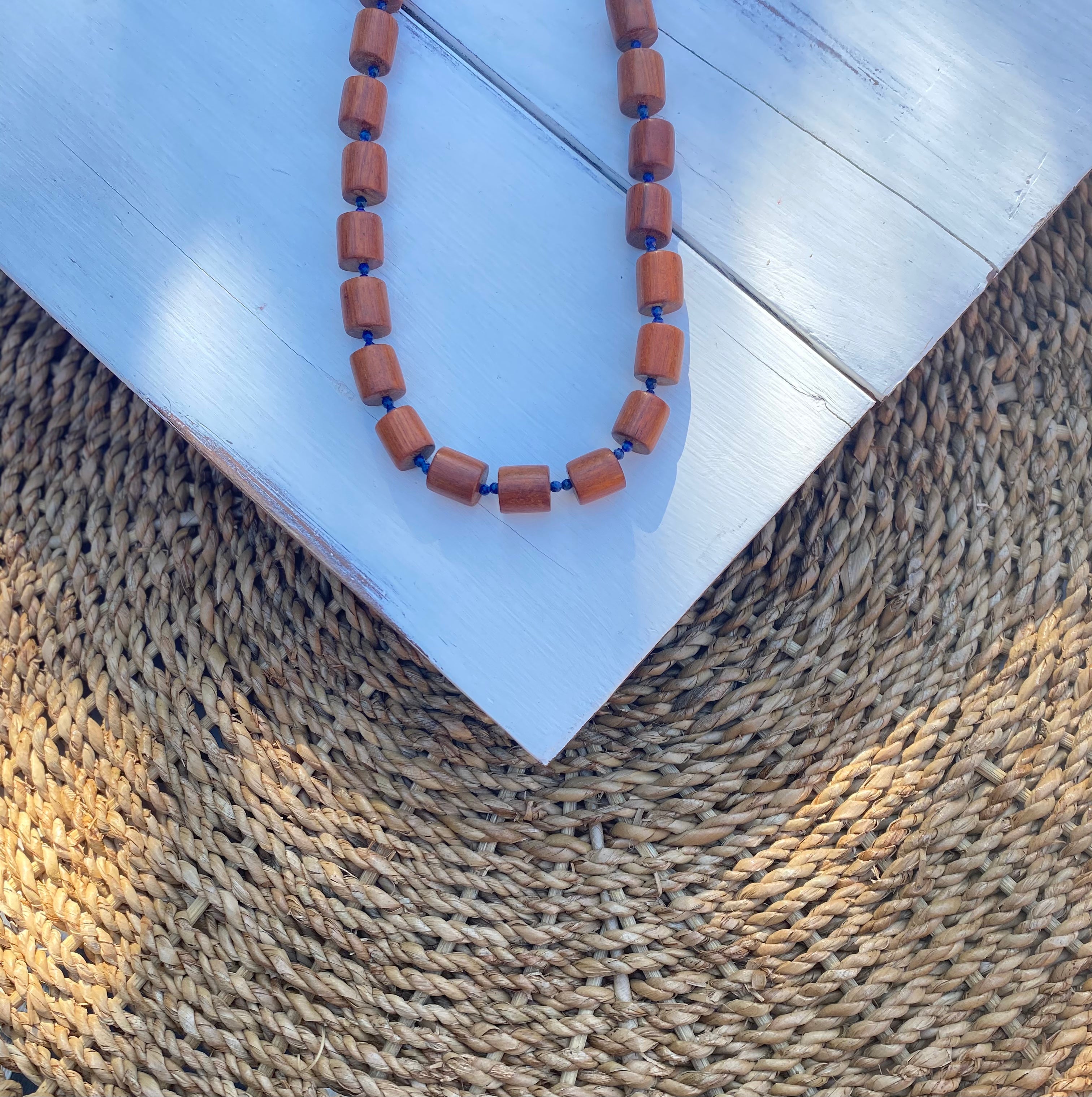 Wood and Lapiz Necklace