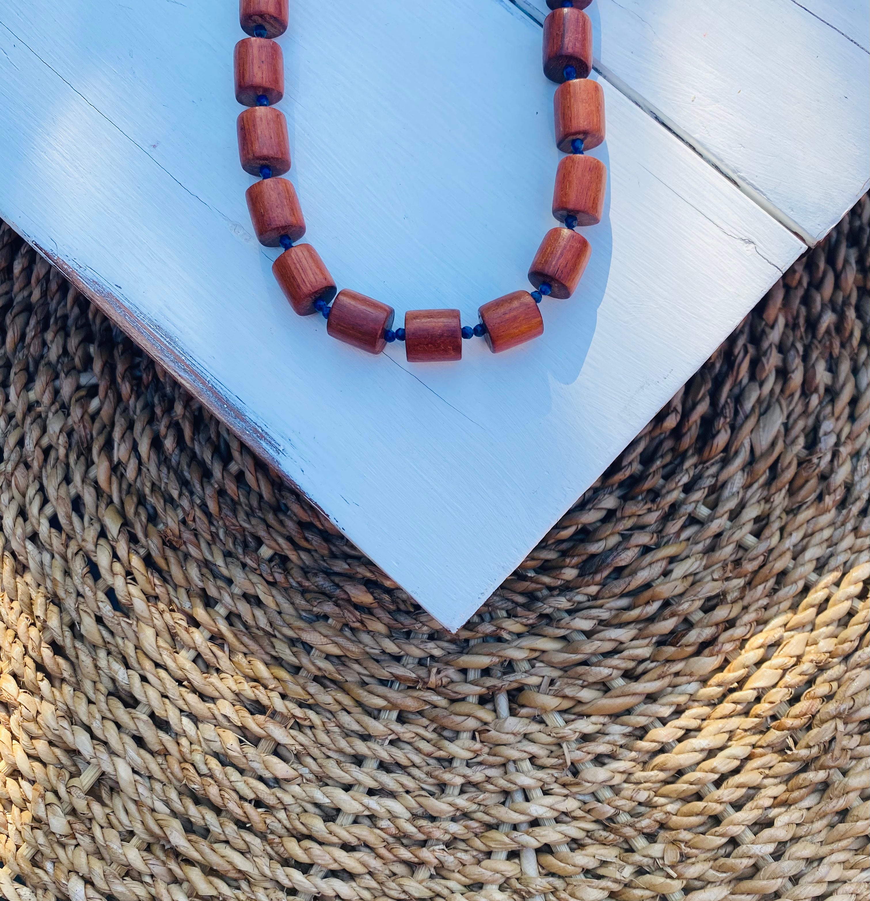 Wood and Lapiz Necklace