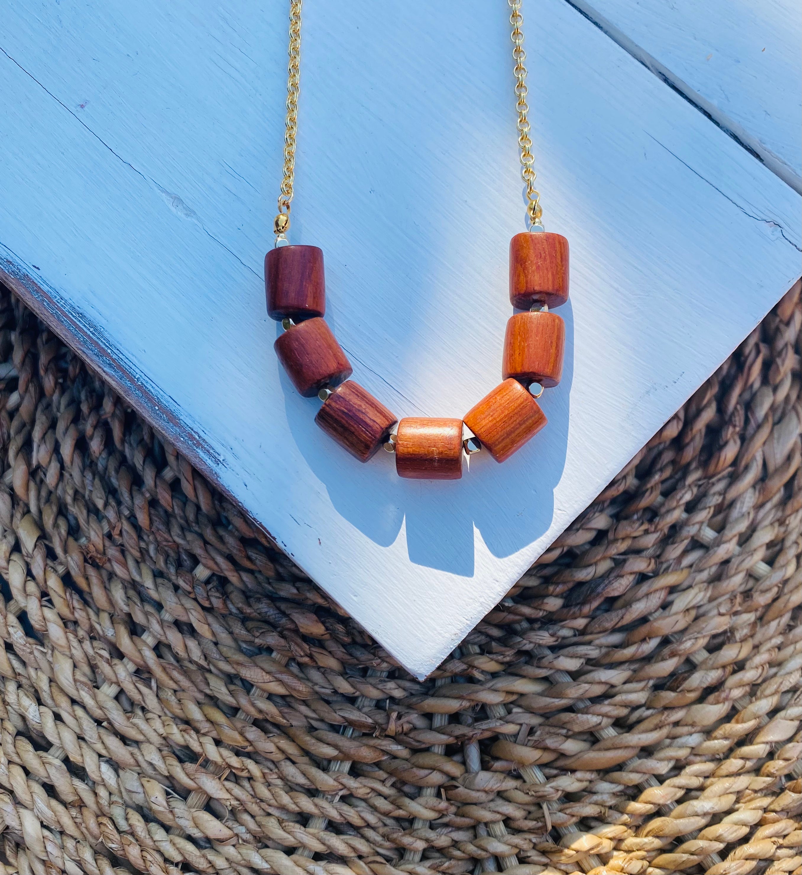 Wood and Gold Necklace