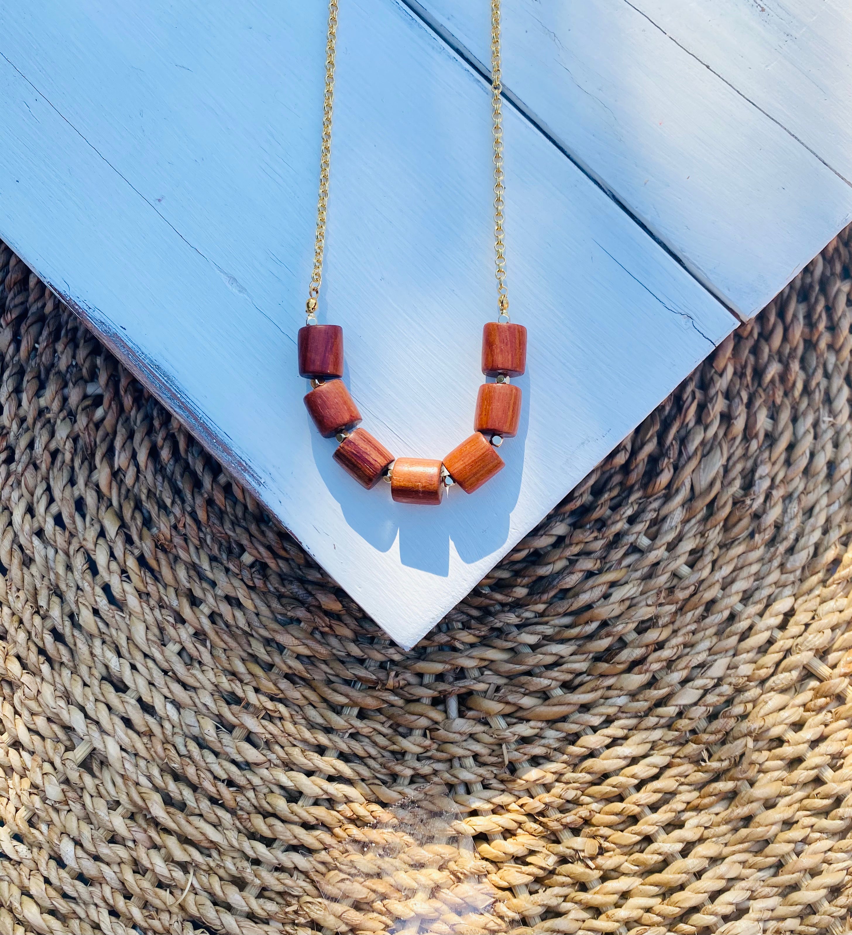 Wood and Gold Necklace