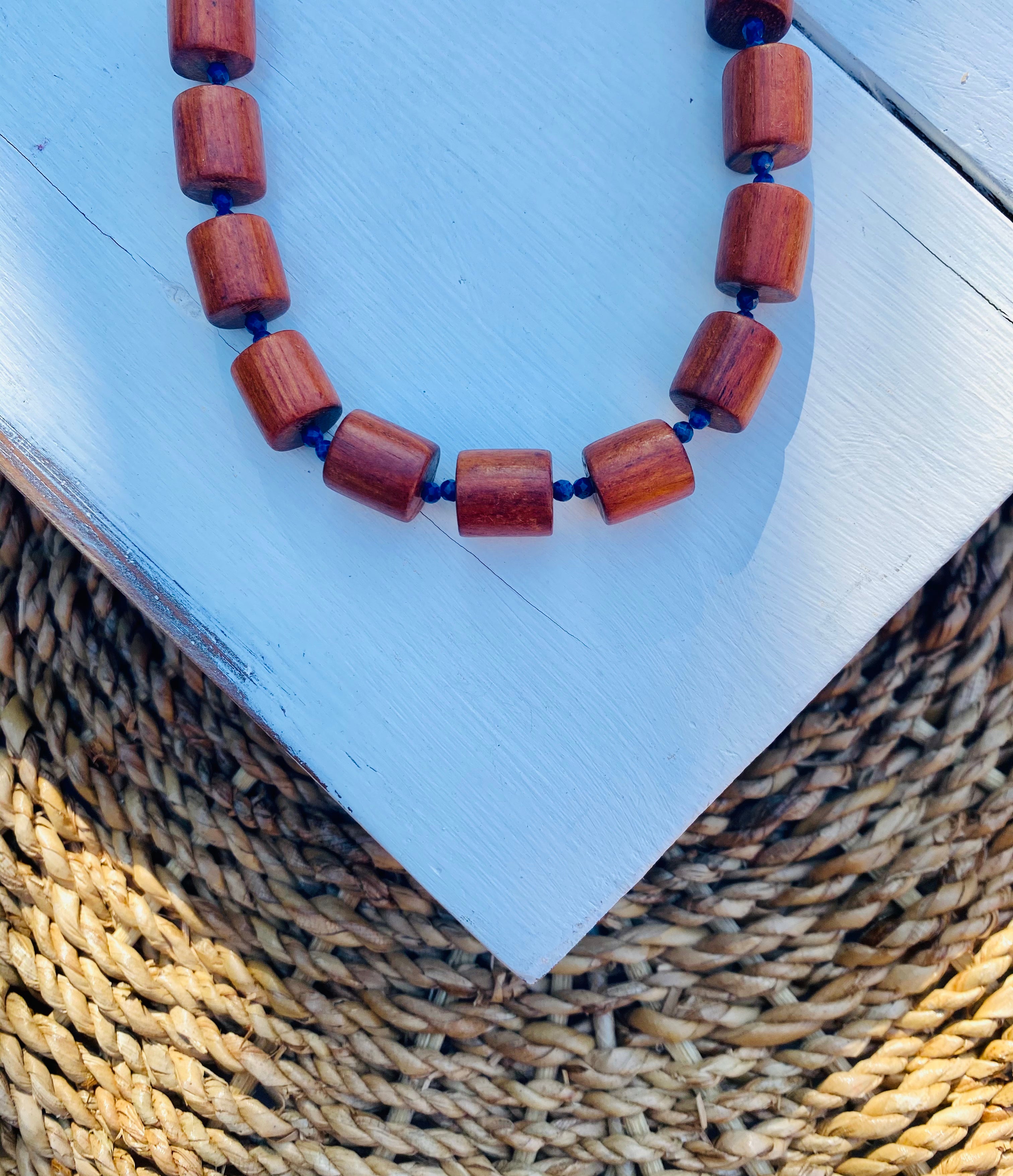 Wood and Lapiz Necklace