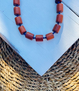 Wood and Lapiz Necklace