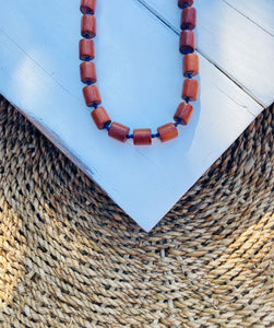 Wood and Lapiz Necklace